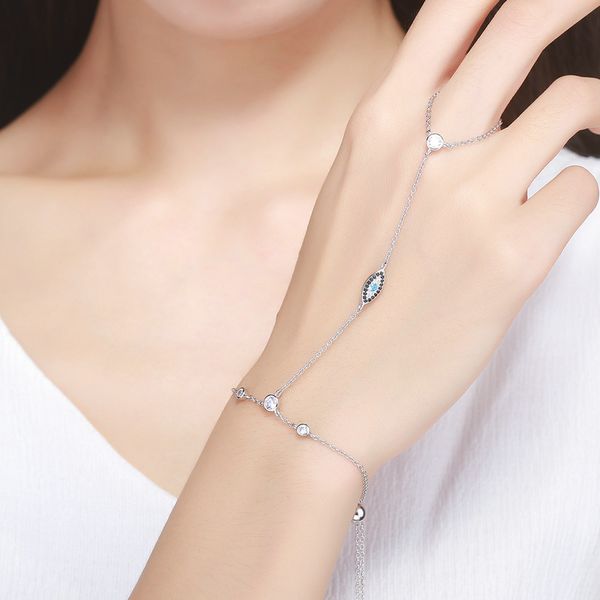 

bamoer new arrival authentic 925 sterling silver double layer magic of blue eye bracelets for women luxury jewelry gift scb023 cx200613, Golden;silver