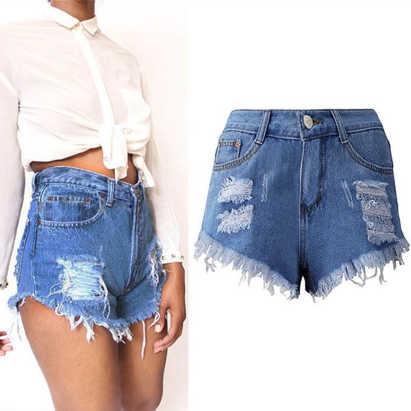 

danjeaner euro style women denim vintage high waist cuffed jeans street wear shorts for summer spring autumn, White;black