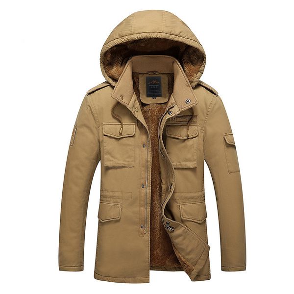 

men cotton-padded jacket casual plus velvet warm cotton jacket, Black;brown