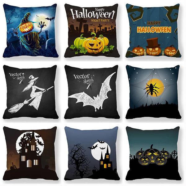 

cushion/decorative pillow 45cm*45cm halloween witch bat pumpkin pattern super soft throw cushion covers home decoration pillowcase for livin
