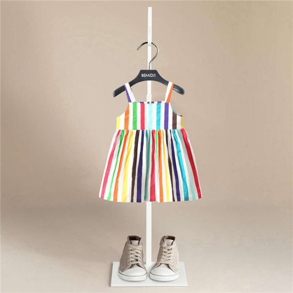

suspender rainbow stripe children's new girl's skirt foreign sle one line collar baby drs bemidji, Red;yellow