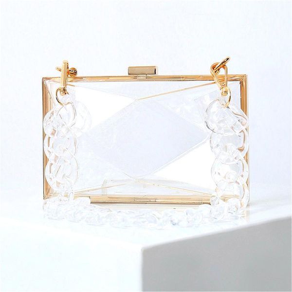 

new acrylic diamond transparent women clutch bag chain women messenger bag evening handbag chain shoulder