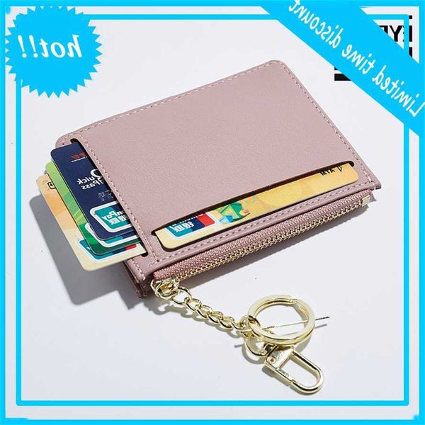 

make holder women soft leather key hanger small portfolios women's organiser mini credit card case rits coin bags, Red;black