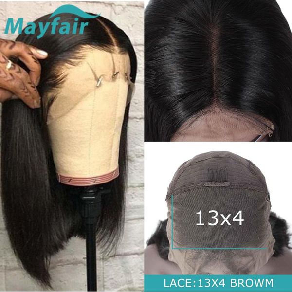 

mayfair straight lace front wigs short bob wigs brazilian human hair for black women non-remy hair 4x4 13x4 swiss lace, Black;brown