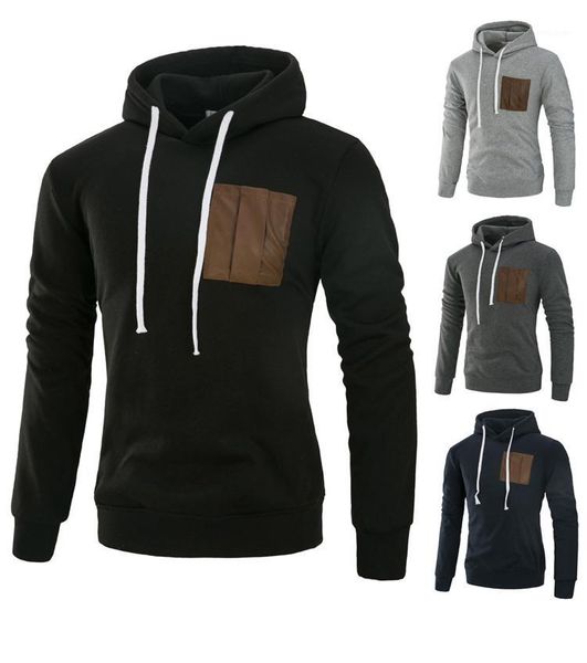 

hoodies men 2018 brand male long sleeve solid color hooded sweatshirt mens hoodie tracksuit sweat coat casual dropshipping nz4251, Black