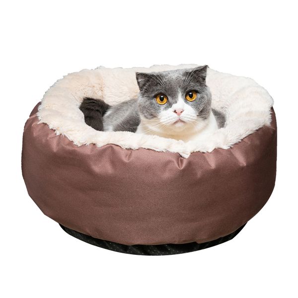 

[hobbyzoo] pet dog cat bed warm soft nest round brownplush material, comfortable and warm