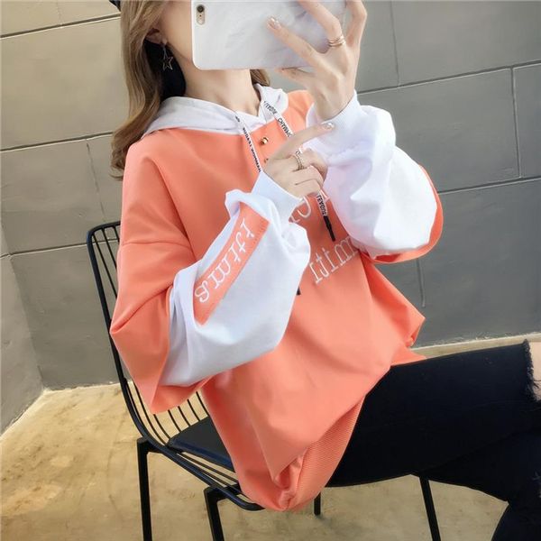 

new cotton shirt female embroidery winter women sweatshirt korean style letter modis casual harajuku oversized hoodies, Black