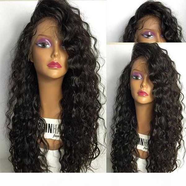 

9a deep wave lace front wig for black women peruvian virgin pre plucked full lace wigs human hair with baby hair, Black;brown
