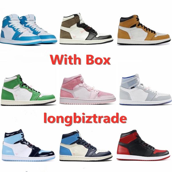 

лучший воздух с коробкой jumpman 1 1s мужская баскетбольная обувь обсидианский unc twist travis scotts dark mocha ретро чикаго спортивные тр