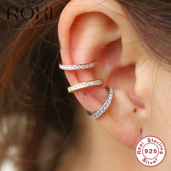 

roxi 925 sterling silver small ear cuff clip on for women non pierced geometric c shape earcuff wrap earrings q1219, Golden;silver