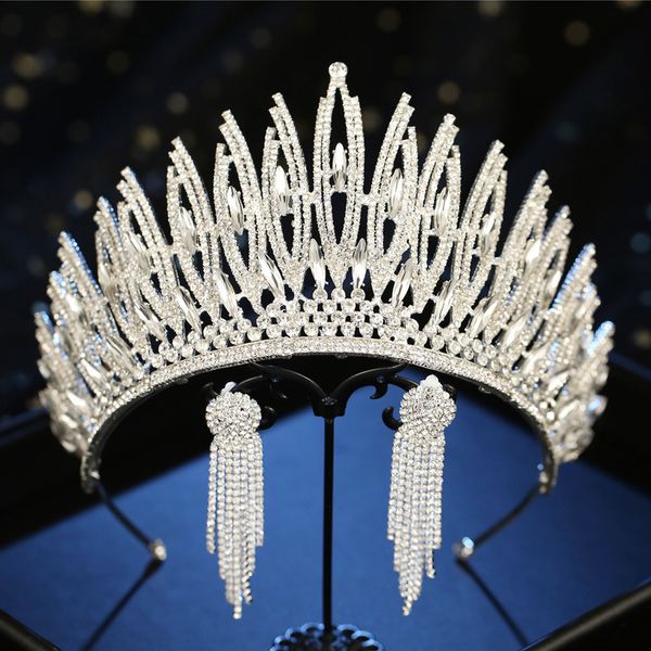 

bridal headdress baroque style water diamond crown european luxury princess wedding dress accessories, Silver