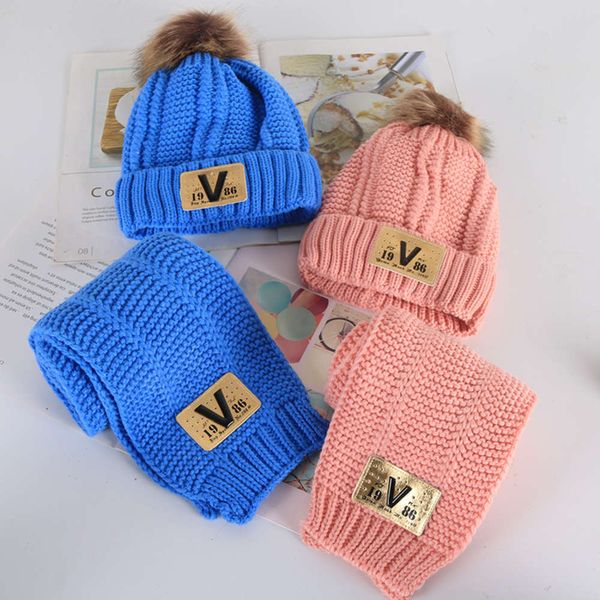 

new v letter wool cover 2019 baby cap scarf two piece set k7vek7veiz1w, Red;brown
