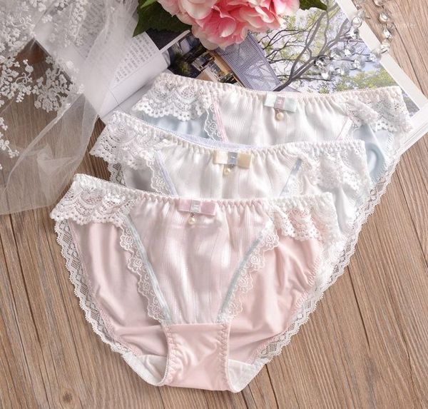 

women's panties princess fan ~ japanese sweet pearl silky milk silk fairy underwear low waist ladies briefs jf22411, Black;pink