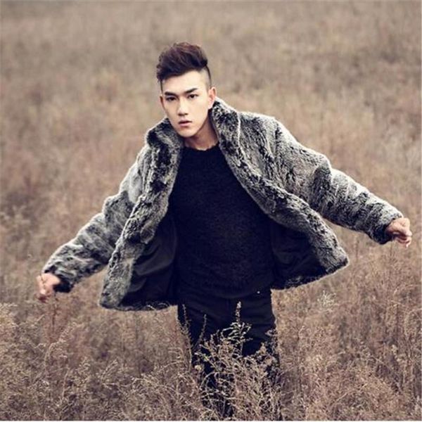 

2020 new men's wear imitation fur coat korean edition body thickening warm male fur coat, Black