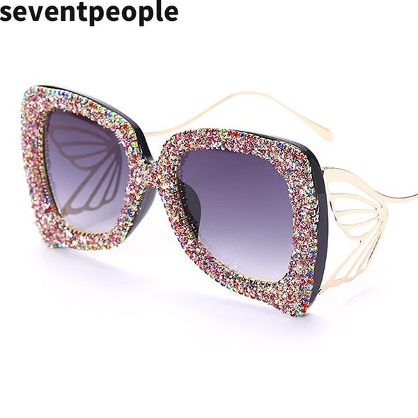 

sunglasses fashion rhinestone butterfly sun glasses ladies 2021 designer diamond oversized square women uv400, White;black
