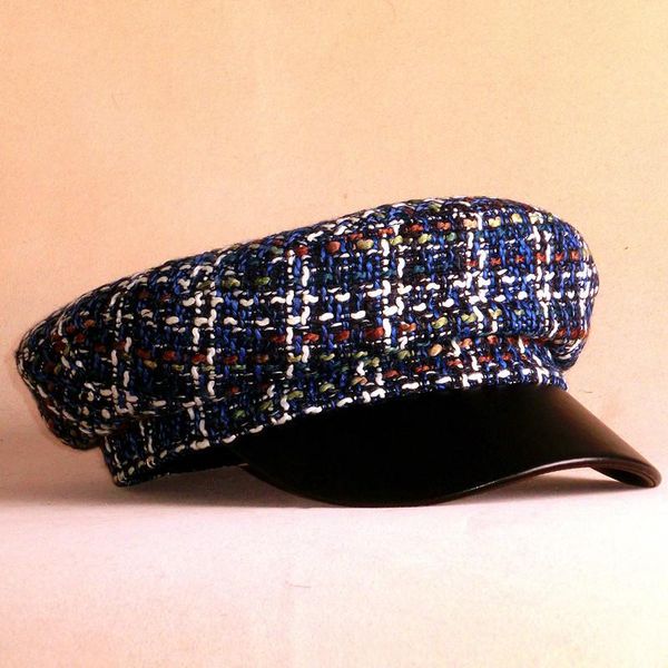 

berets 2021 parent-child beret hat dark blue flower stripe fur cap navy baseball sboy british style sun, Blue;gray
