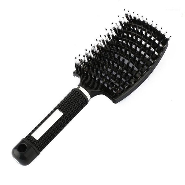 

large curved comb ribs comb pig bristle anti-static bending massage nine rows shape curly plastic smooth hair1