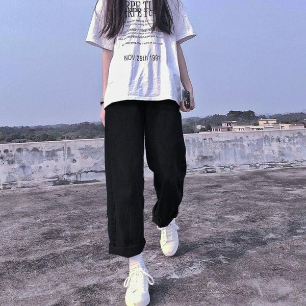 

2021 new boyfriend jeans women will see solid high streetwear lady vintage harem pants long pant x1we, Blue