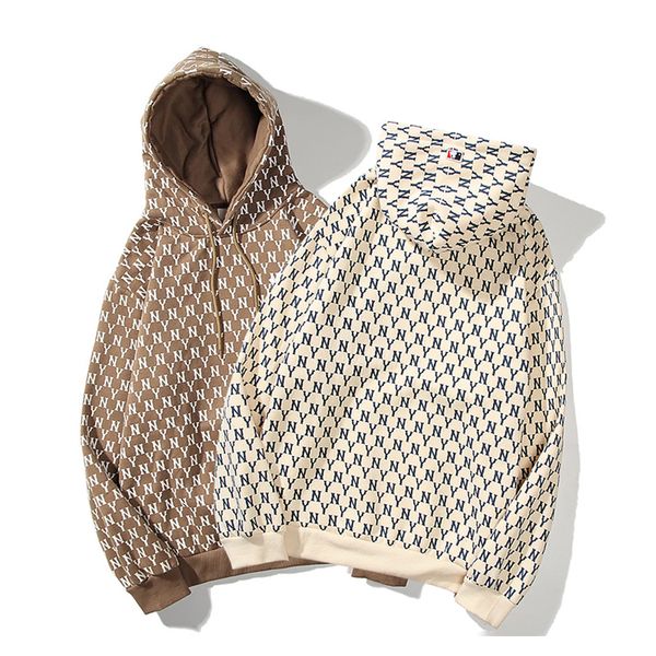 

winter warm hoodie for men women with plush ny letter loose and fashionable pullover c0127, Black