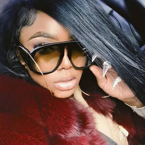 

vintage wide leg oversized hip hop sunglasses for women and men black gradient sun glasses female yellow wywear, White;black