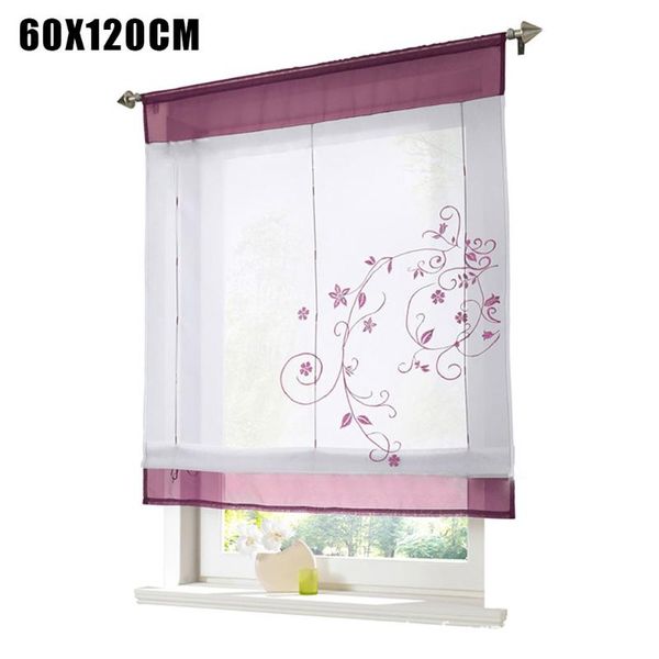 

pastoral kitchen home decor rod pocket semi transparent blinds short floral embroidery bedroom window shade office roman curtain