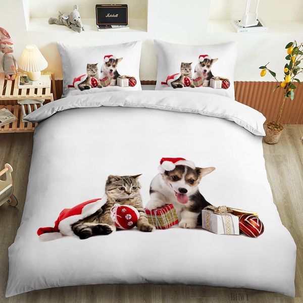 

3d printing cute pet series duvet cover animal cat pattern bedding cover bedroom with pillow cover double bed quilt