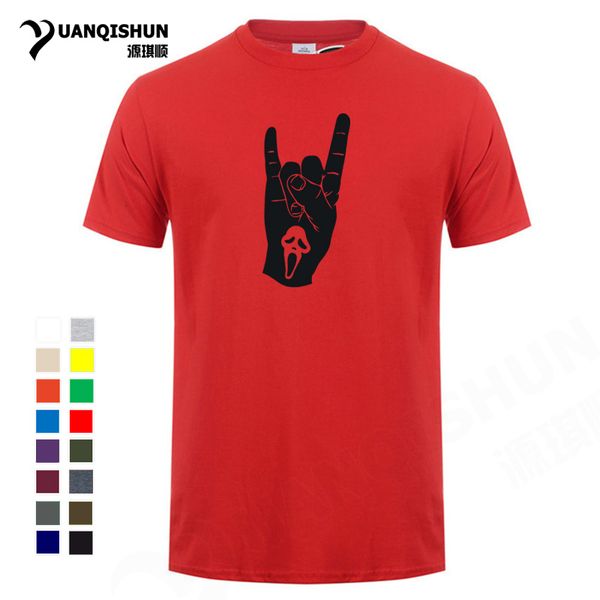 

sport boutique t-shirt rocker gesture grimace handprint t shirts funny skull hand rock tshirt men pure cotton casual tee unisex