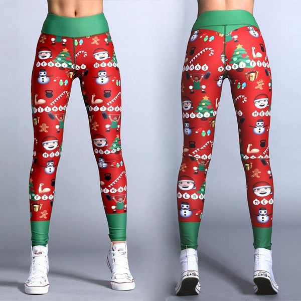 

new year christmas yoga pants high waisted skinny pencil pants quick dry gym leggings workout printed striped trousers 2020, White;red