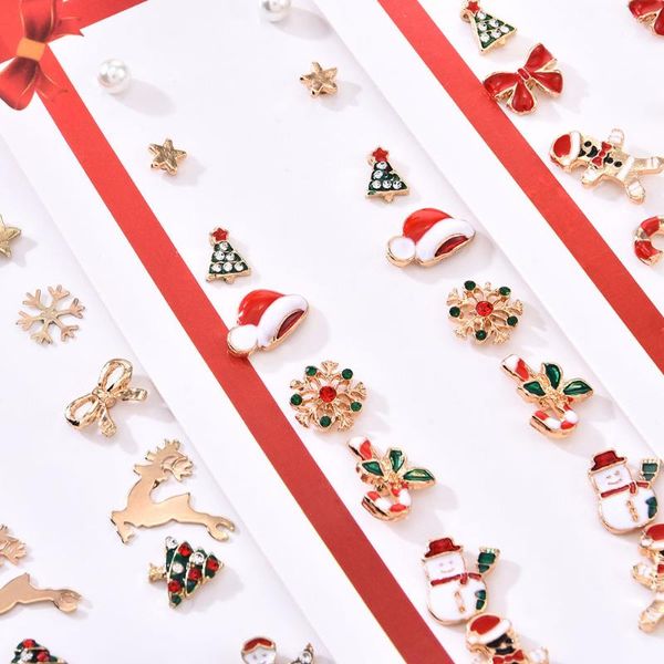 

dangle & chandelier 8 pairs set christmas earrings gifts deer tree stud snowman jewelry year snowflake, Silver