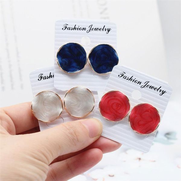 

stud 2021 korean fashion jewelry elegant round earrings marble texture personality for women, Golden;silver