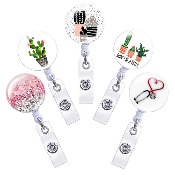 

3pcs/set 360 degree rotation badge reel retractable badge doctor nurse brooches carabiner with alligator clip on id card holders 201009, Gray