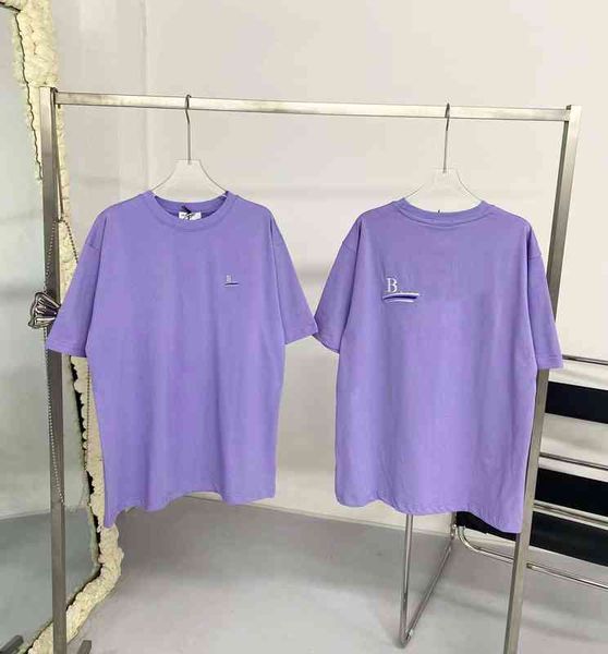 

spring and summer new correct edition wave embroidery round neck os loose large version couple cola short sleeve t-shirt, White