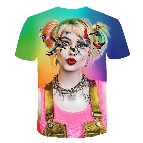

новый 3d-мультфильм harajuku harley quinn футболка фильм самоубийство состав рубашка забавный клоун женщина t shirt мужчины и женщины лучшие