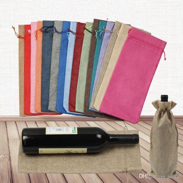 

wine cover multicolor champagne bottle blind packing christmas gift bags dustproof drawstring jute w