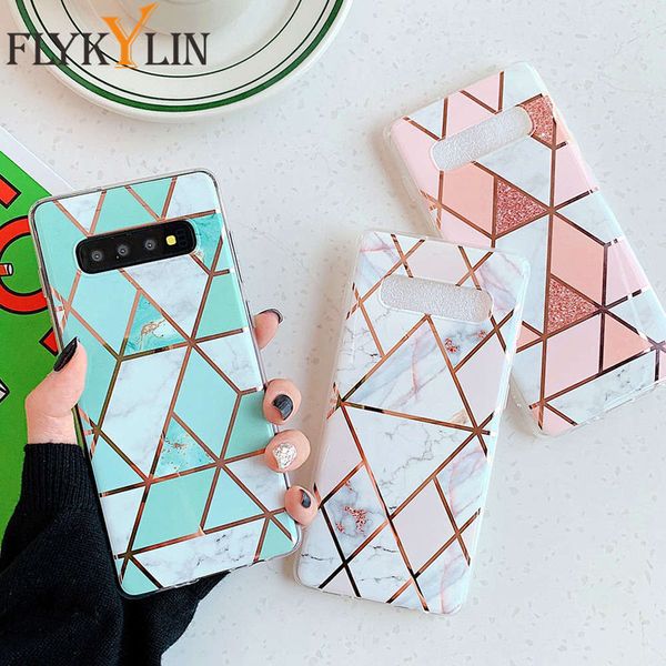 

flykylin - geometric marble sheath of mobile phone, imd electroplating soft shell of samsung a51, a71, a31, a41, a50, a70, s20, s10, s9, s8