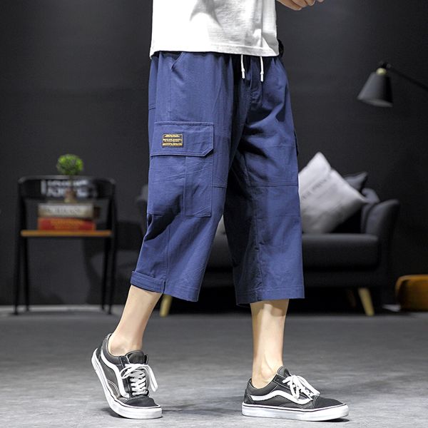 

2021 new summer men pants shorts knee length male casual board short m-5xl 0zfq, White;black