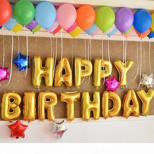 

13 aluminum silver gold letters alphabet letters foil wholesales happy birthday membrane price party balloons decoration set pxlcq