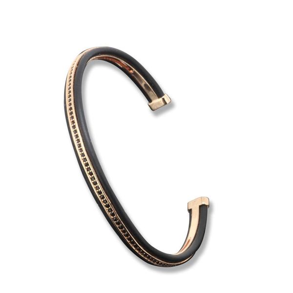 

anil arjandas fashion bangles pave back zircon bracelets leather bangle open cuff adjustable for lovers gift, Black