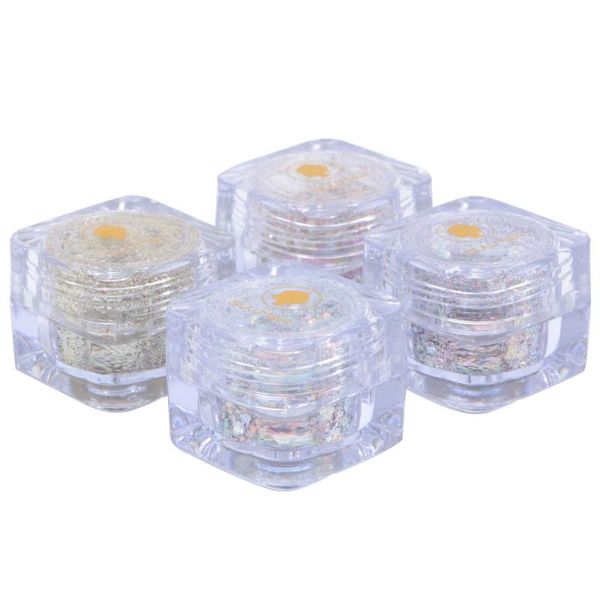 

nail glitter 4 box shiny sequins paillettes manicure ornaments art supplies (assorted colors), Silver;gold