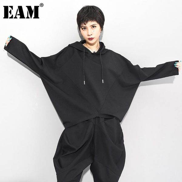 

eam] women black brief oversized big size t-shirt new hooded long batwing sleeve fashion tide spring autumn 2020 1dc429, White