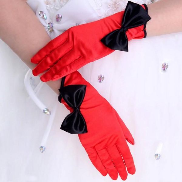 

white ivory red black bow satin finger short wedding gloves wedding accessories party prom cosplay performance bridal gloves h sqcnwi