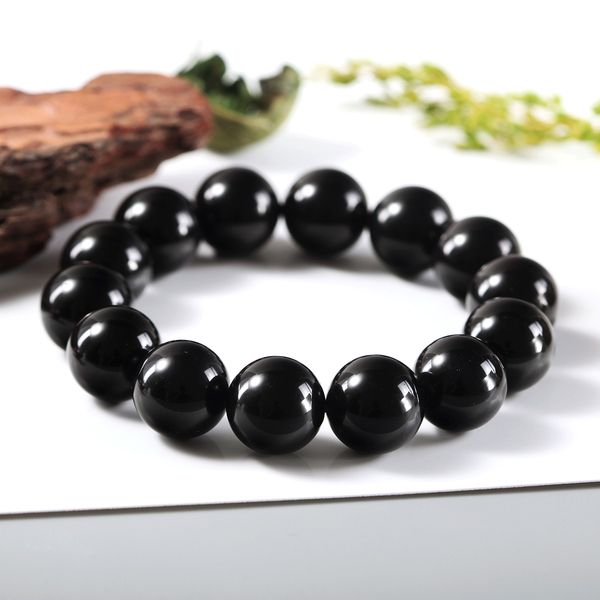 

16mm obsidian bracelet gem bracelet obsidian bracelet for men, Black