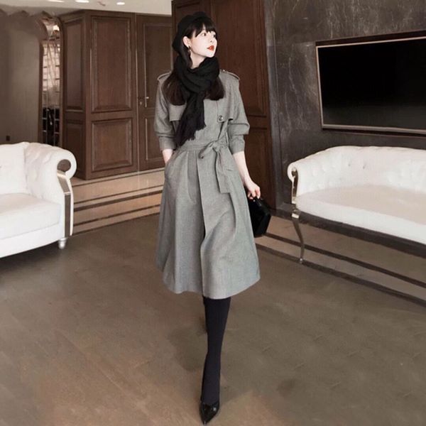 

2020 autumn and winter new slim models are thin and long models temperament retro light luxury british style to the ultimate professional wi, Tan;black