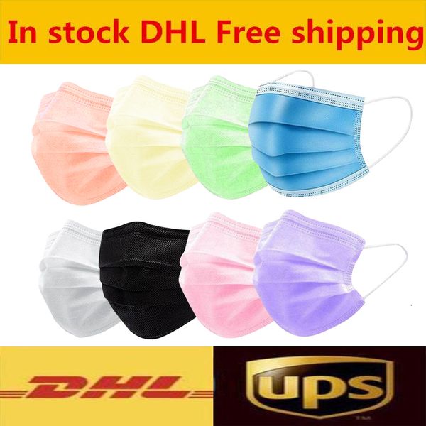 

disposable 8 colors black pink blue 3-layer filter face masks non-woven mouth masks pm2.5 anti pollution anti-dust unise