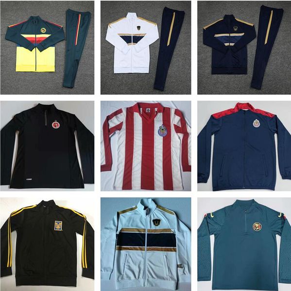 

club america football tracksuit 2020 survetement fo xolos de tijuana tigres unam guadalajara chivas cruz azul soccer tracksuit, Black