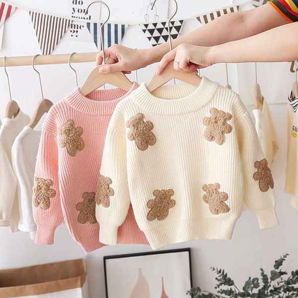 

sweater 2020 korean winter new children's knitwear girls cartoon round neck pullover fashion, Blue