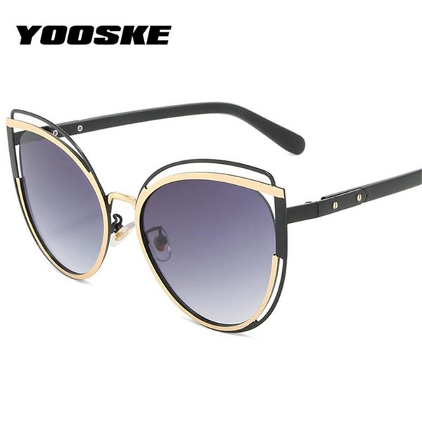 

yooske cat eye sunglasses women vintage double cateye sun glasses gradient shades ladies metal eyewear uv400, White;black