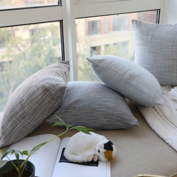 

cushion/decorative pillow cotton linen solid color big cushion cover sofa back office simple car cloth waist without core