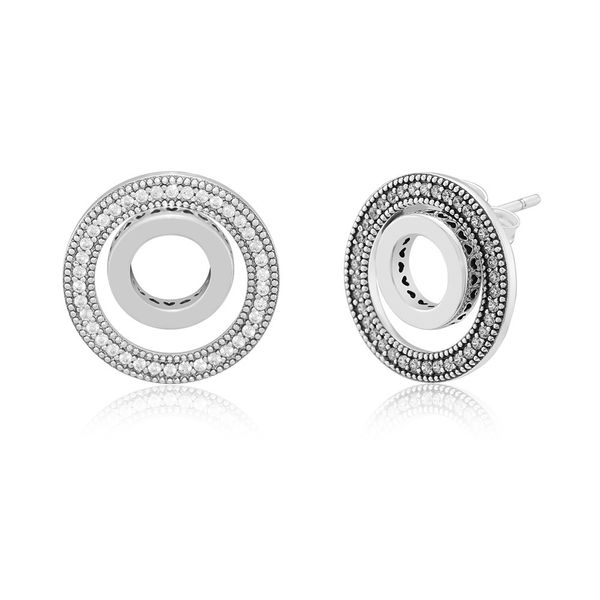 

forever signature earrings clear cz 925 sterling silver jewelry for woman make up fashion female earrings party jewelry 200923, Golden;silver