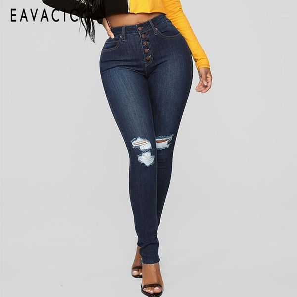 

high waist skinny fashion boyfriend jeans for women hole vintage girls slim ripped denim pencil pants1, Blue